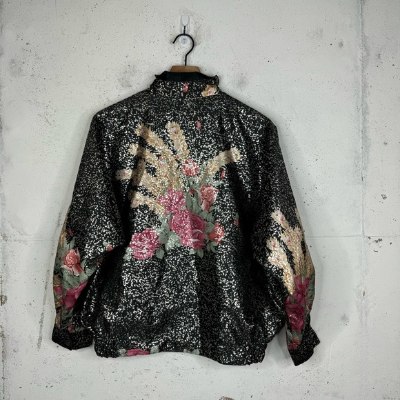 Floral Vintage Seoul Olympics Reversible Bomber Jacket 80s Korea Zip Up OSFA - Picture 7 of 12